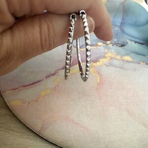 Marlyn Schiff Silver Studded Hoop Earrings